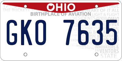 OH license plate GKO7635