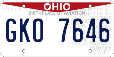 OH license plate GKO7646