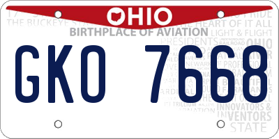 OH license plate GKO7668