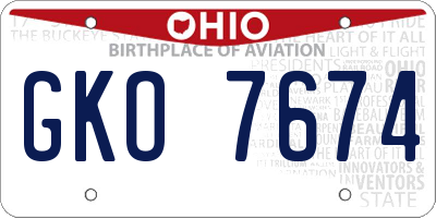 OH license plate GKO7674