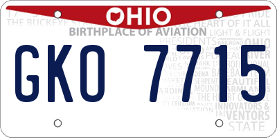 OH license plate GKO7715