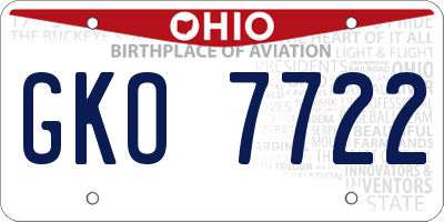 OH license plate GKO7722