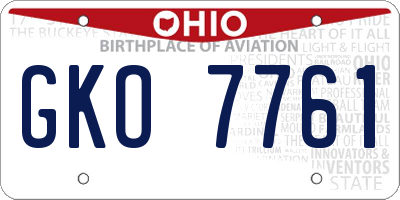 OH license plate GKO7761