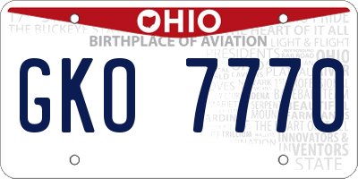 OH license plate GKO7770