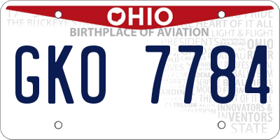 OH license plate GKO7784