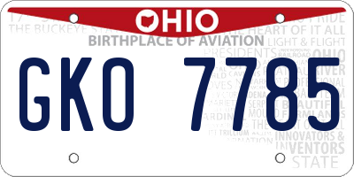 OH license plate GKO7785