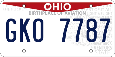 OH license plate GKO7787