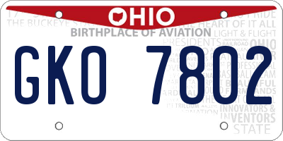 OH license plate GKO7802