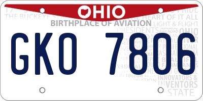OH license plate GKO7806
