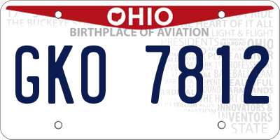 OH license plate GKO7812
