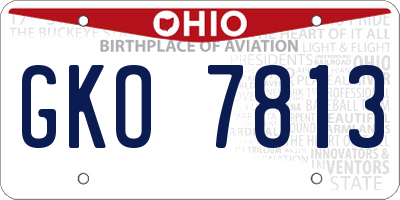 OH license plate GKO7813