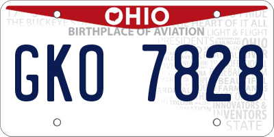 OH license plate GKO7828