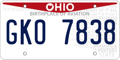 OH license plate GKO7838