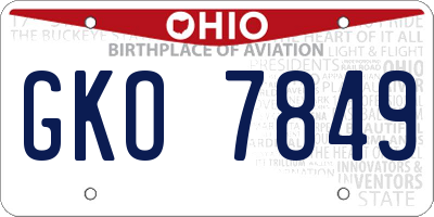 OH license plate GKO7849