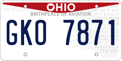 OH license plate GKO7871