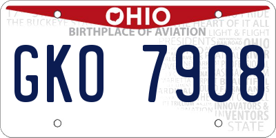 OH license plate GKO7908