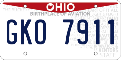 OH license plate GKO7911