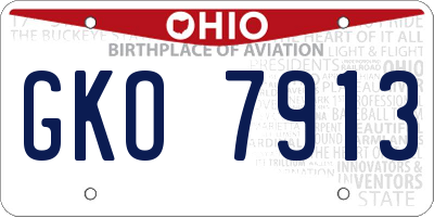 OH license plate GKO7913