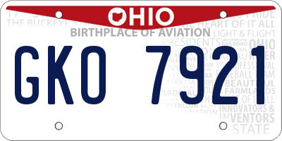 OH license plate GKO7921