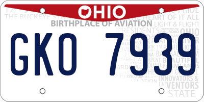OH license plate GKO7939