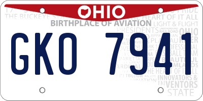 OH license plate GKO7941