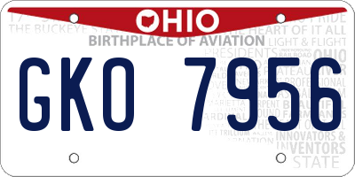 OH license plate GKO7956