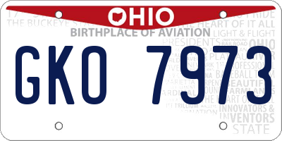 OH license plate GKO7973