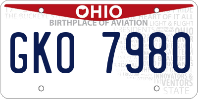 OH license plate GKO7980