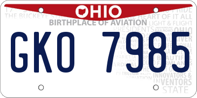 OH license plate GKO7985
