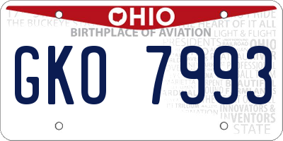 OH license plate GKO7993
