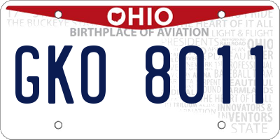 OH license plate GKO8011