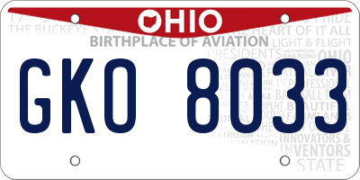 OH license plate GKO8033