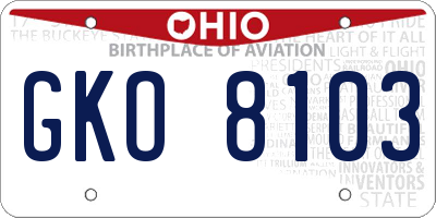 OH license plate GKO8103