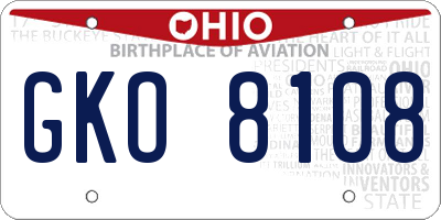 OH license plate GKO8108