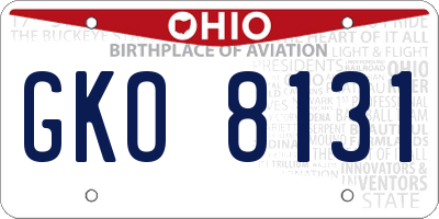 OH license plate GKO8131