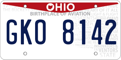OH license plate GKO8142