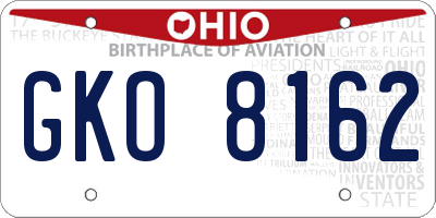 OH license plate GKO8162