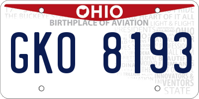 OH license plate GKO8193