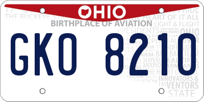 OH license plate GKO8210