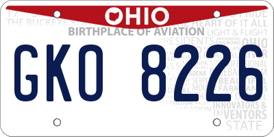 OH license plate GKO8226