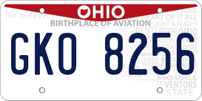 OH license plate GKO8256