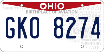 OH license plate GKO8274