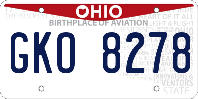 OH license plate GKO8278