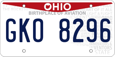 OH license plate GKO8296