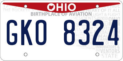 OH license plate GKO8324