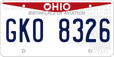 OH license plate GKO8326
