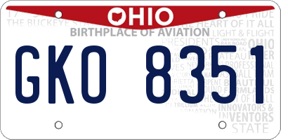 OH license plate GKO8351