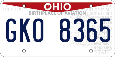 OH license plate GKO8365