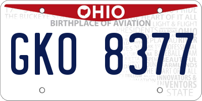 OH license plate GKO8377