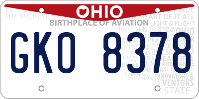 OH license plate GKO8378